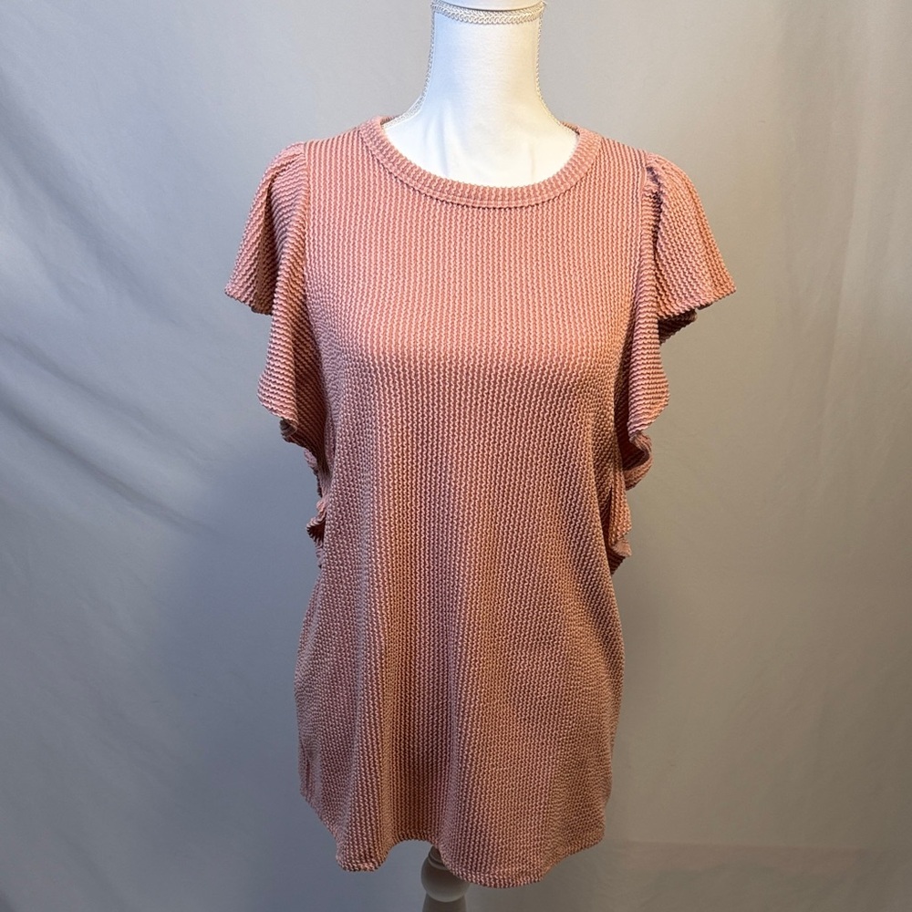 Ruffle Sleeve Blouse in Soft Pink Size Small
